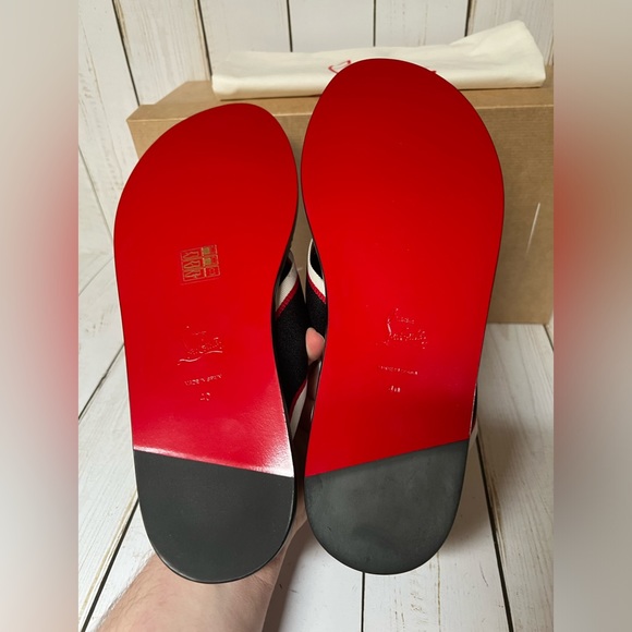 Christian Louboutin Hot Flip Espadrille Flip Flop Sandal Black Multi Sz 40 / 7 - Picture 12 of 13
